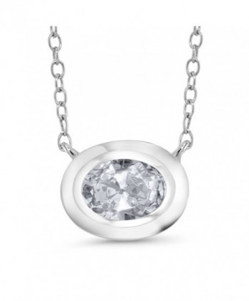 0.95 Ct Oval White Topaz 925 Sterling Silver Pendant With Chain - CR187KR5L56