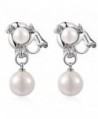 Clip on Dangle Earring Double Simulated Pearl Clip for non Pierced Silver-tone for teen - CH17YZL8Z5N