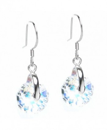 Sterling Silver Swarovski Elements Briolette Crystal Dangle Earrings - Clear AB - C511JP3H4WH