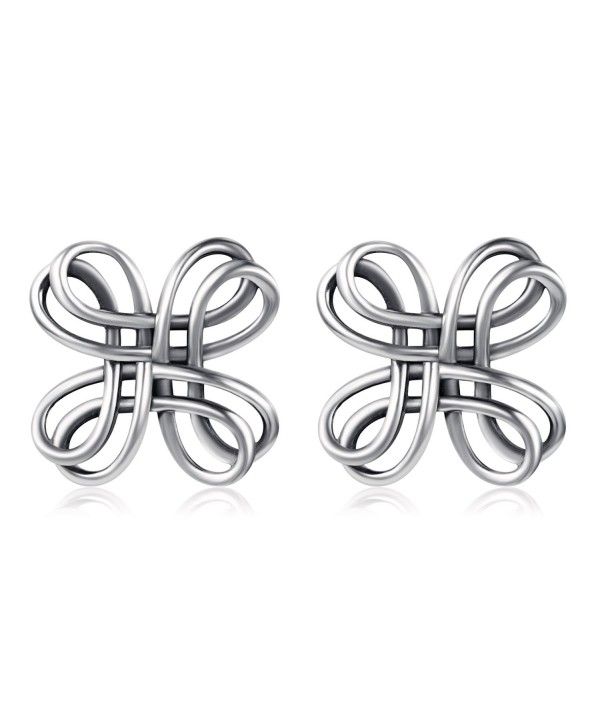 Celtic Knot Studs 925 Sterling Silver Oxidation Polished Celtic Knot Cross Bow Stud Earrings - CG183LHUH68