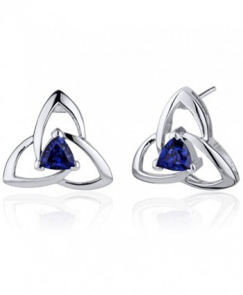 Created Blue Sapphire Trinity Earrings Sterling Silver - CS116ULJIHV