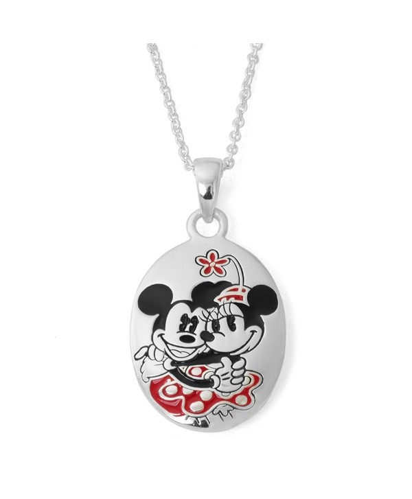 Disney Women's and Girls Jewelry Mickey and Minnie Mouse Silver Plated Perfect Match Pendant- 18" - CP184TDXL8N