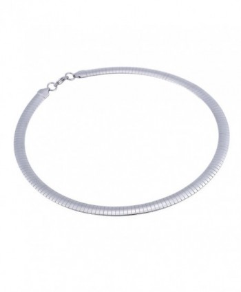 HooAMI Women's 8mm Stainless Steel Snake Flat Chain Necklace - Silver - CS17AZNGTA6