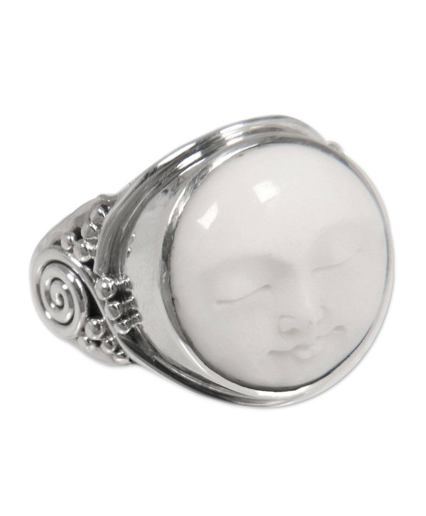 NOVICA .925 Sterling Silver Handcrafted Cow Bone Cocktail Ring 'Face of the Moon' - C51862W693D