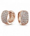 Bling Jewelry Pave CZ Wide Rose Gold Vermeil Huggie Hoop Earrings - CX11ECFIN6T