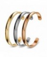 COMISAN Stainless Steel Bracelet Jewelry Grooved Cuff Bangle 3 Color Set for Women - C517Z5QQGCO