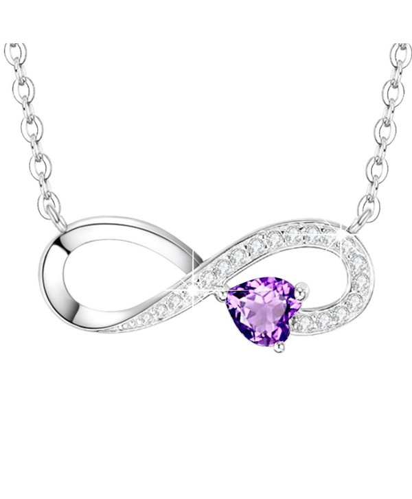 Infinity February Birthstone Anniversary Girlfriend - February Birthstone Infinity Love Heart Necklace - C3189A92N4M