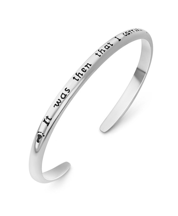 925 Sterling Silver "It was then that I carried You" Footprints in the Sand Poem Bracelet 7 inches - CJ12KAOIDUZ