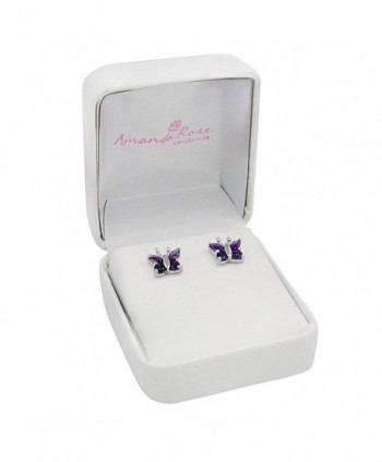 Sterling Silver Amethyst Butterfly Earrings in Women's Stud Earrings