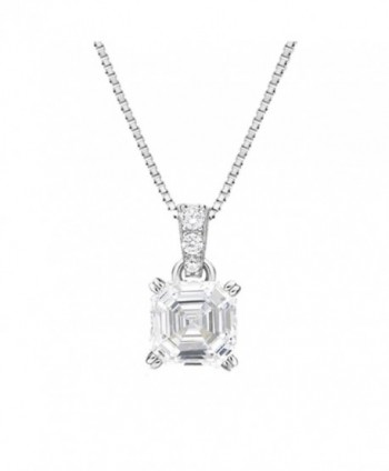NANA Sterling Silver made with Swarovski Zirconia 7mm (2ct) Asscher cut Solitaire Pendant Necklace - CE1844949RN