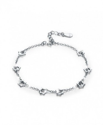 Bamoer 925 Sterling Silver Stars Chain Link Bracelet for Valentine Day - C4185KD25LA