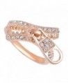 EleQueen Women's Rose Gold-tone Austrian Crystal Buckle Ring Clear - CY11RW65KI9