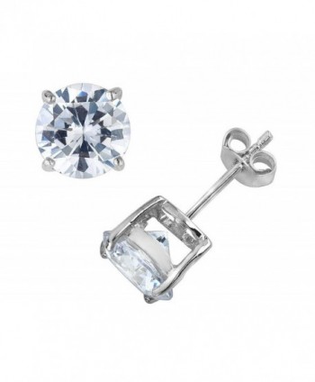 Synthetic Cubic Zirconia (CZ) Solitaire Stud Earrings 4 Carat (ctw) in Sterling Silver - CV12FL85QGZ
