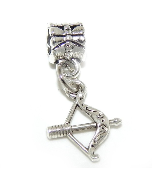 Silver Plated Dangling "Archer's Bow" Bead Charm - CO12BW4LN23