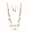 TAZZA GLASS PEARL THREE-STRAND LAYERED NECKLACE AND EARRINGS SET - Rose Gold - CI12N26Y5FL
