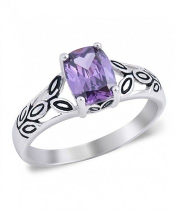 CHOOSE YOUR COLOR Sterling Silver Flower Ring - Simulated Amethyst - CI187YR4E73