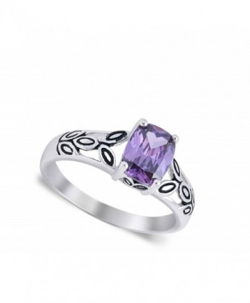 Simulated Amethyst Contrast Sterling Silver