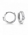 Bling Jewelry CZ Solitaire Sterling Silver Hoop Huggie Earrings - CM11E5BE14N