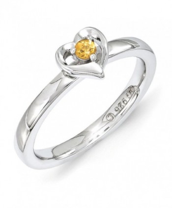 Sterling Silver Stackable Expressions Citrine 6mm Heart Ring - C312K7JGH89