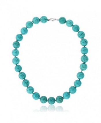 18" Round 14mm Green Simulated Turquoise Howlite Necklace With Lobster Clasp - CW116GZAM75
