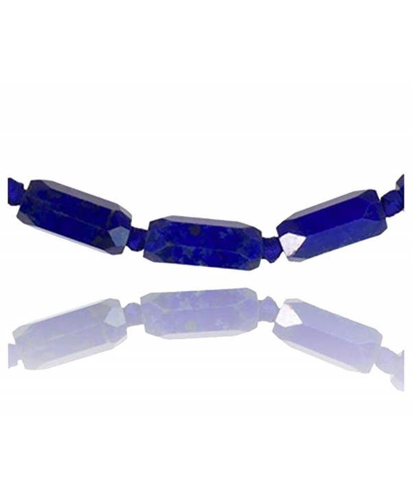 Lapis Lazuli 6-Sided Long Facet Knotted Bead Necklace Adjustable - CA184TLOCMT