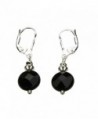Faceted Black Onyx Coin Beads Sterling Silver Leverback Earrings - C312MZANM0Z
