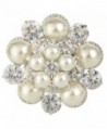 EleQueen Women's Silver-tone CZ Simulated Pearl Winter Snowflake Bridal Brooch Pin Ivory Color - C0186LCRMQE