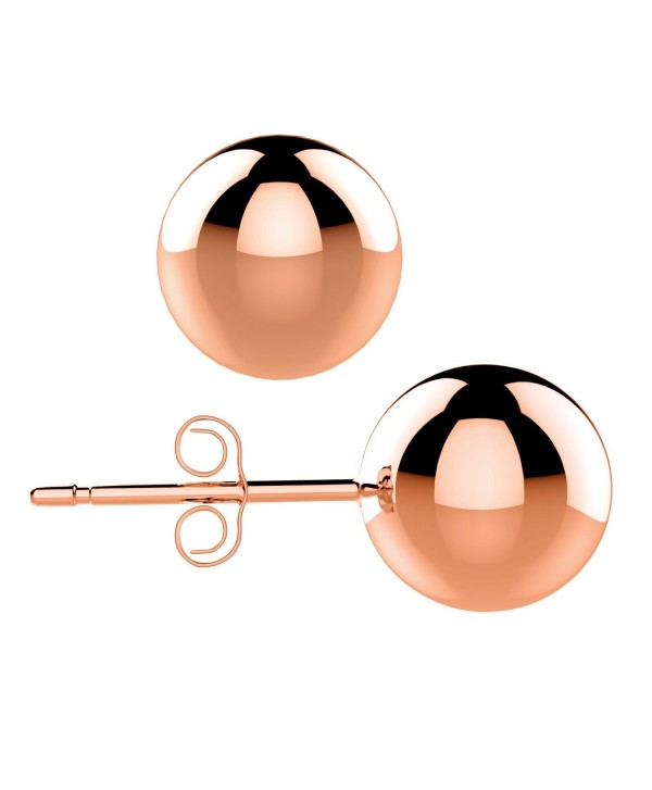 Stud Earring- UHIBROS 316L Stainless Steel 24K Rose Gold Sterling Silver Pearl Round Ball Earrings - rose gold - C512DURZK3D