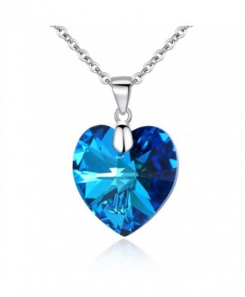 EleQueen 925 Sterling Silver Heart of Ocean Titanic Inspired Pendant Necklace Made with Swarovski Crystals - CC12BCP5W7J