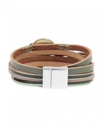 Green Leather Wrap Bracelet Colorful in Women's Wrap Bracelets