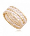 KAYMEN 2 Rows Pearls Good Quality Statement Bangle for Women & Wedding Bracelet - CI120OZZHGT