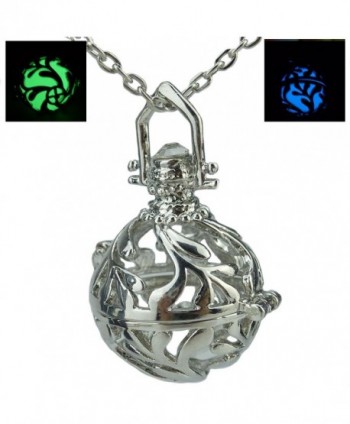 Noctilucence Glow in the Dark Leaf Locket Necklace Ball Essential Oil Aromatherapy Fragrance - CY122L41RVZ