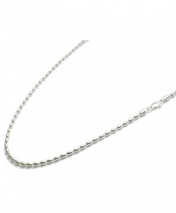 16" Sterling Silver Charleston Rice Bead Necklace Chain - 2x3MM Italian / 230ga w/ Lobster Claw Clasp - C8120FLQDOH