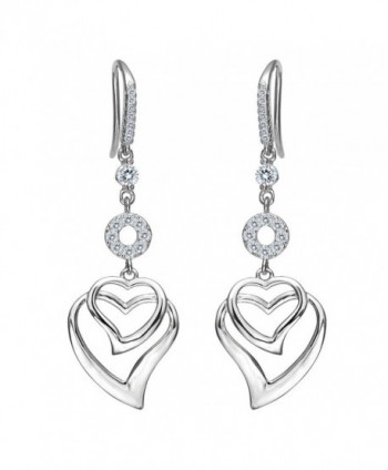 EVER FAITH Women's 925 Sterling Silver CZ Sweet Love Heart Hook Dangle Earrings Clear - CL120421D97