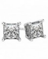 NANA Princess Cut Sterling Silver & Surgical Stainless Steel CZ Stud Earrings - Rhodium Plated - 6mm-2.50cttw - CB12NB6LGWK