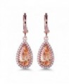 GULICX Fashion Jewellery Rose Gold Tone Clear Zircon Teardrop Leverback White Dangle Earrings - Brown - CI11YLAA1JP