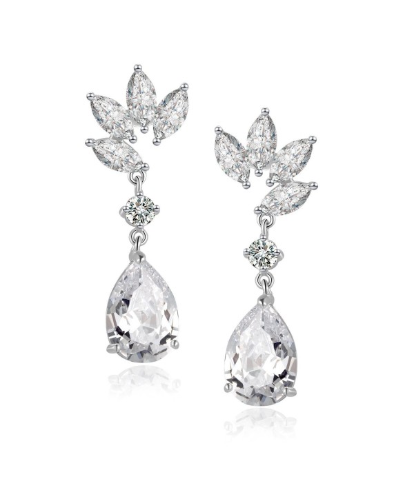 Teardrop Earrings for Women Bridal-Wedding-Prom Drop Earrings Cubic Zirconia - CG183LKQ3A0