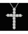 Inspirational Silver Cross Necklace Crystals
