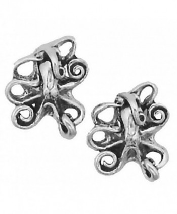 Corinna-Maria 925 Sterling Silver Octopus Earrings Studs Tiny Mini Stainless Steel Posts and Backs - CD115W78E6F