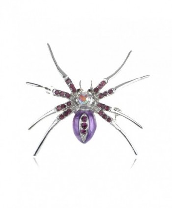 Alilang Amethyst Violet CZ Crystal Rhinestone Purple Belly Spider Bug Insect Pin Brooch - CA1169LLDHP
