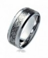 MJ 8mm Silver Colored Celtic Dragon With Black Background Tungsten Carbide Ring Wedding Band - CD11QDUHQ9V