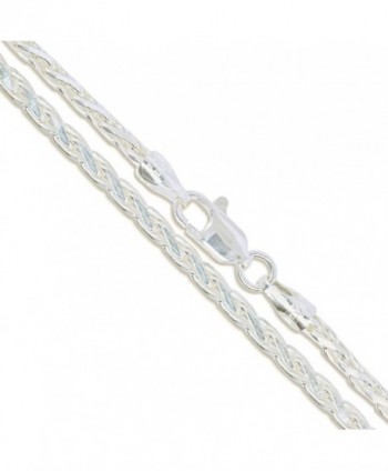 Sterling Silver Diamond-Cut Wheat Chain 2.7mm Solid 925 New Spiga Necklace - CO11EYZQ4V3