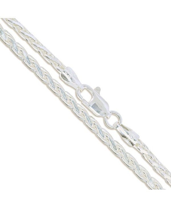Sterling Silver Diamond-Cut Wheat Chain 2.7mm Solid 925 New Spiga Necklace - CO11EYZQ4V3