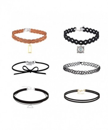 MINKANAK Black Velvet Choker Necklaces Tattoo Choker Elastic Tassel Pendant Necklaces for Womens Girls - CX12O0O68JV