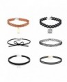 MINKANAK Black Velvet Choker Necklaces Tattoo Choker Elastic Tassel Pendant Necklaces for Womens Girls - CX12O0O68JV