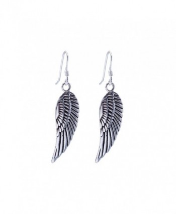 Silverly Women's .925 Sterling Silver Angel Wing Feather Dangle Earrings - CV12MZ7F2ZP