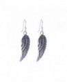 Silverly Women's .925 Sterling Silver Angel Wing Feather Dangle Earrings - CV12MZ7F2ZP
