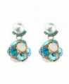 Simulated Pearl with Cluster Studs Dangling Earrings - Baby Blue Stone - CQ12BJQNRGJ