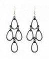 D EXCEED Jewelry Metal Teardrop Shaped Chandelier Tiered Dangle Earrings for Women - Black / Jet - CG12HQIMU3Z