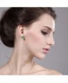 Round Green Emerald White Earrings in Women's Stud Earrings